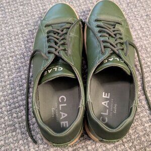 CLAE BRADLEY MEN'S SNEAKERS -- GREEN VEGAN CACTUS LEATHER!!! SIZE 10 VG COND